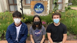 Ryan Chung ME’24, Azra Rangwala EE’24, and  Jacob Krebs CE‘23 at the Barbara Ford Peacebuilding Center