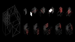 Zakhar Bykov, design for a folding book display, 1922-23. Analysis drawings by Junmin Chung and Han Na Kim. Drawing layout by Oleksiy Godz.