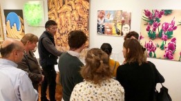 Students and faculty tour the Cooper Hewitt Museum. Trustee, Kevin Slavin, served as a guide on the tour.