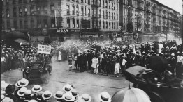 A 1924 parade by the Universal Negro Improvement Association on Lenox Avenue. Credit: Schomburg Center for Research in Black Culture, New York Public Library