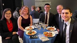 From left to right: Shirley Yan CE’23, Jenna Scott CE’21, Brighton Huynh CE’21, Dean Shoop and Mahmoud Khair-Eldin CE’21