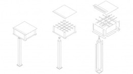 Cruciform column and roof grid of Mies van der Rohe's New National Gallery.