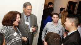 Camille and Alan Kramer EE'70 with engineering students Jonathan Weinrib and Kelvin Lin<br><br>