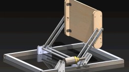 A model of SurgeChop's center hinged oscillating plate for generating useable energy from tidal power.