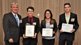 Right to Left: Matthew Seinuk (CE'17, ME'19), QiTong Han (CE'20), Daniel Smith (CE'20) and John O'Keefe (Moles Trustee)