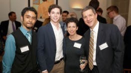 Engineering students Ashish Pokharel and Jordan Selig with Hillary and Eric Hirschhorn ME'87

