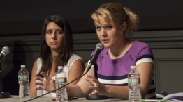 Antonia Zaferiou ME'10, a post-doc at the University of Michigan, and Jayde Lovell of the New York Hall of Science. Photo: João Enxuto