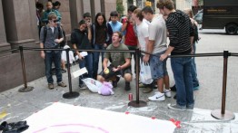 Matt Kaufman rips Mr. Snuffles apart to check on the status of the egg.