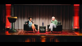 Marine biologist Dr. Ayana Elizabeth Johnson with environmentalist Bill McKibben