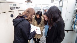 Prof. Baglione explaining the operation of our cogeneration system at 41 Cooper Square to Cooper Union students