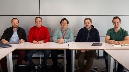 From left to right: Professor Dirk Martin Luchtenburg, Frank A. Magnotti Sr. (ME'82, M.Eng'83), Dachi Tan, Professor Philip Yecko, and Frank Magnotti Jr.