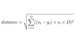 A modified distance metric, which lets users specify the relevance of each dimension via vector v, motivated David Katz's thesis