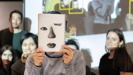 Students testing facial recognition software in Hiding from the Eyes of the City, a course co-taught by Benjamin Aranda, associate professor of architecture, and Sam Keene, associate professor of electrical engineering and the 2019 C. V. Starr Distinguish