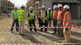 Koukaba Mojadidi (in scarf) at the Police Staff College job site in Kabul, Afghanistan.  (All images courtesy Koukaba Mojadidi)