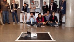 Students watching robot battle