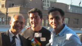 President Jamshed Bharucha greets parents of the class of 2016 on the Alumni Roof Terrace