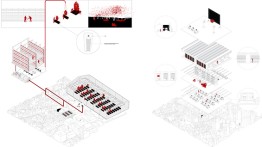 Drawings by Kayla Oca de Montes of her proposed tree farm at Hudson Park Library (left) and the artifact archive at Chatham Square Library (right)