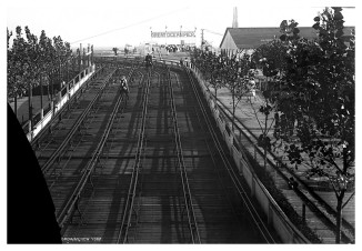 Steeplechase Park Track & Horses, Coney Island, N.Y. c1901 – 1914. George P. Hall & Son (Photographer). New York Historical Society via Digital Culture of Metropolitan New York.