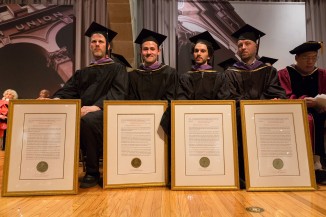 The founding members of Situ Studio: Brad Samuels, Wes Rozen, Basar Girit, and Aleksey Lukyanov-Cherny, all AR'05 received the Presidential Citation