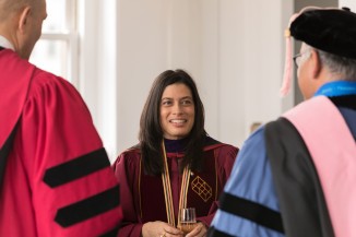 Post-inauguration celebrations with other college presidents--Alan C. Price, president of Earlham College and Ravi Rajan of CalArts and ***