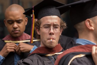 Evan McGiffert A'17 prepared to receive his diploma.