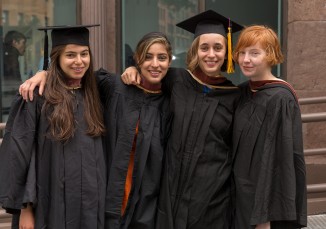 School of Art students Mikhaila Quezada-Freda, Sonika  Misra, Larissa Gilbert, and Erin Morris