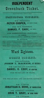 Independent Greenback Ticket, presidential electors, 1878, Massachusetts. Courtesy American Antiquarian Society