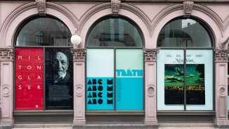 Installation photo of works by Milton Glaser