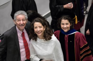 Willard Warren EE’50 and his daughters  Josianne Pennington and Rachel Warren, chair of the board of trustees