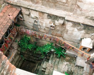 A small, shallow pool for collecting rainwater in Maata Bhavani vaav, Ahmedabad.