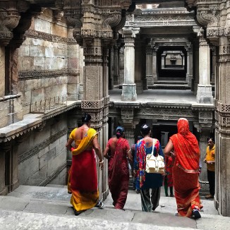 Women tourists at Rudabai vaav in 2018.