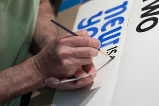 John Downer gives a lesson in sign painting at the TypeLab