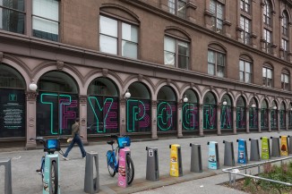 Tal Leming's Ohm font was used as the festival's identity, splashed across the western colonade