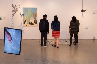 Irina Jasnowski A'17 (foreground, left); Antara Morfe A'18 (painting at back)